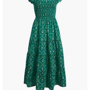 Hill House - Ellie Nap Dress in Emerald Trellis